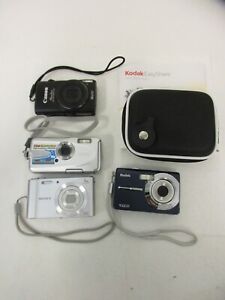 Lot of 4 Digital Cameras Kodak-Pentax-Sony-Canon