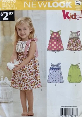 New Look Kids A6276 Toddler Girl Dress Pattern Size 1/2-4 Uncut - Image 1 of 2