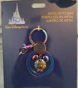 Disney Parks WDW 50th Anniversary Mickey Mouse Charm Metal Keychain New  - Bild 1 von 1