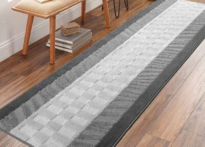 Non Slip, Hallway, Kitchen Runner Rug,  Your Choice of Length, Anthracite & Grey - Image 1 of 4