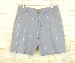 Reyn Spooner Shorts Mens 34 Gray Chino Seahorse Embroidered Hawaiian Preppy Golf - Picture 1 of 13