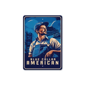 Letrero de novedad de aluminio americano de cuello azul - Imagen 1 de 4
