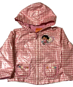 Chaqueta impermeable Dora The Explorer Nickelodeon 2007 rosa a cuadros bebé niña 18 meses - Imagen 1 de 7