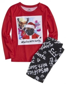 NWT Justice Girls #Selfies w/ Santa 2pc Long Pajamas U Pick SZ NEW - Picture 1 of 1