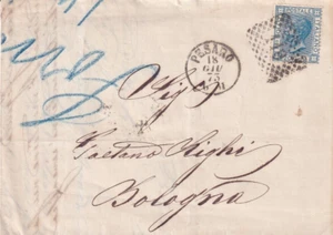 REGNO 1873 - LETTERA VIAGGIATA CON TESTO VALORE ISOLATO 20c. AZZURRO TIMBRO NUM - Foto 1 di 3