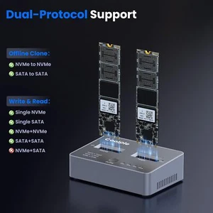 M.2 NVME SATA Duplicator 2-Bay Offline Clone Docking Station for SSD Size 2230 - Picture 1 of 9