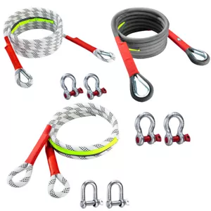 3/5/10/18/25/35 Tons Car Tow Cable Towing Strap Rope with 2 Hooks Heavy Duty - Foto 1 di 27