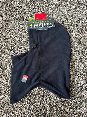 Tek Gear Black Fleece 4 in 1 Mens Winter Hood One Size Gaiter Balaclava New #599 - Image 1 of 3