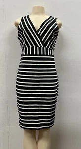 Ann Taylor women size small black and white striped sleeveless dress - Picture 1 of 10