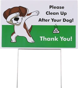 Clean Up After Your Dog Lawn Sign, Dog Poop Sign, Lawn Care, Easy Installation - Picture 1 of 14
