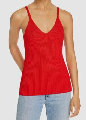 Top camisola elástica acanalada con cuello en V roja Milly de $175 talla M Foto 1 de 3