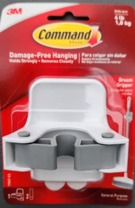 (2 Pk) Command 4 lb. Broom and Mop Grippers Wall Hook, White, - Picture 1 of 2