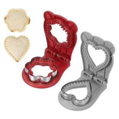 2 Pack Crustless Sandwich Cutter, Flower/Heart Shape(Red/Gray) - Image 1 of 4