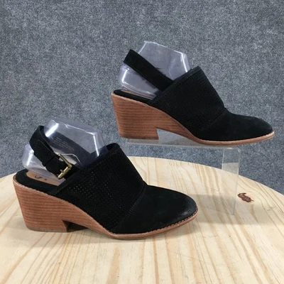 Tacones suaves con cordones para mujer 10M negros Sallis gamuza tacón bloque recorte correa para el tobillo Foto 1 de 4