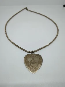 Vintage Sterling Silver 925 Southwestern Beaded Heart Pendant Necklace 16" - Picture 1 of 7