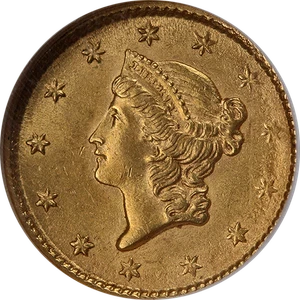 1853-P Type 1 Liberty Gold $1 NGC MS61 Great Eye Appeal Strong Strike - Picture 1 of 4