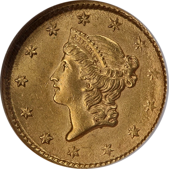 1853-P Type 1 Liberty Gold $1 NGC MS61 Great Eye Appeal Strong Strike - Image 1 of 4