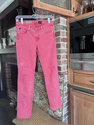 Pantalones de mezclilla rectos relajados para mujer AG Adriano Goldschmied The Tomboy 27R rosa Foto 1 de 4