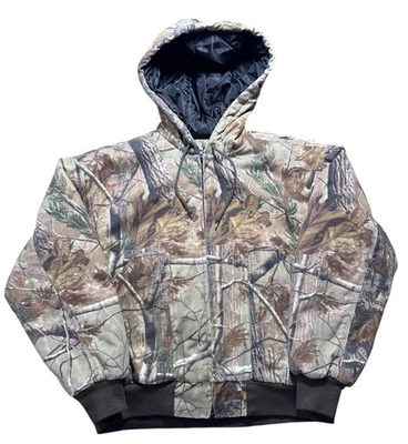 Vintage Hunters Edge Realtree Hardwoods Camo Men Large Jacket Hooded - Image 1 of 4
