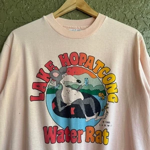 Camiseta rosa L vintage años 80 Lake Hopatcong Water Rat para hombre - Imagen 1 de 7