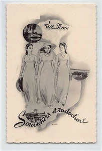 Vietnam - Souvenir of Indochina - Annamite women and geographical map - Year 195 - Picture 1 of 2
