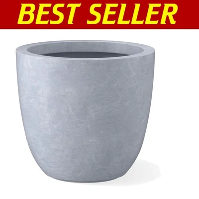 Versatile 14" Diameter Slate Gray Concrete Plant Pot for Indoor & Outdoor - Image 1 of 4
