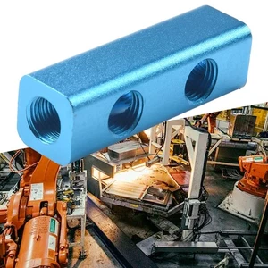 1pc 2-Ways 5-Ports Blue1/4 Manifold Block Splitter Hose Air Compressor Teal - Picture 1 of 12