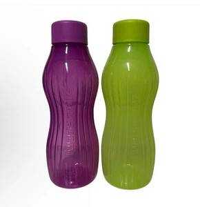 Tupperware Eco Bottles 880ml x 2 New Screw Top Purple Green - Picture 1 of 1