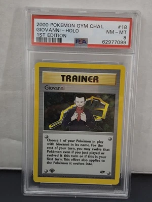 2000 Pokemon Gym Challenge Giovanni Trainer 1st Ed. Holo #18 - PSA 8 NM-MINT - Image 1 of 2