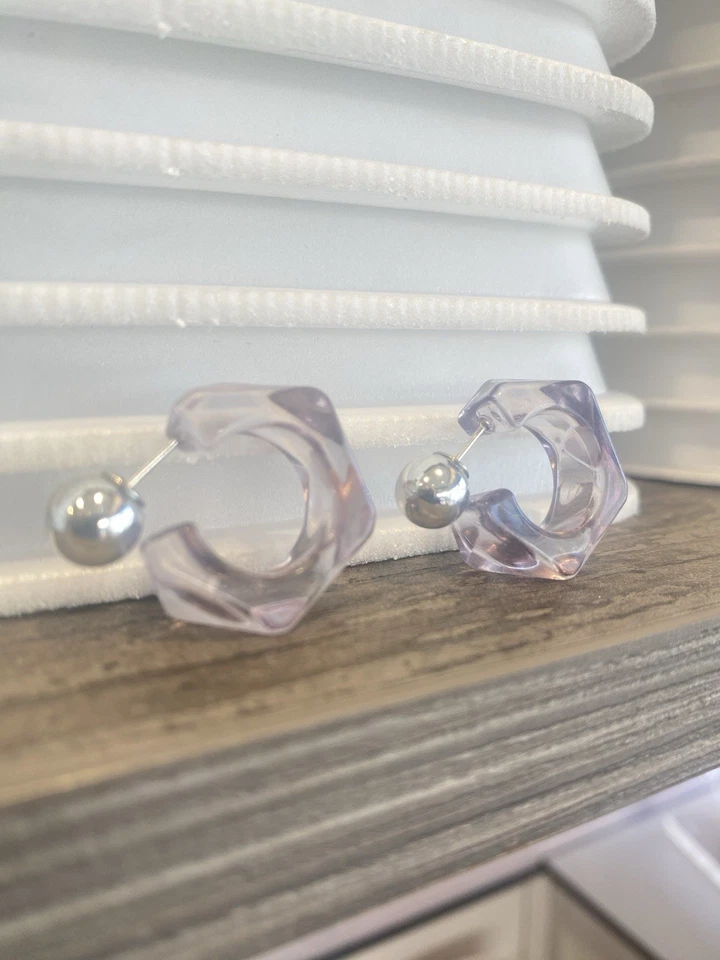 Orecchini a Forma C Irregolari in Acrilico Trasparente Geometrici - Immagine 1 di 4