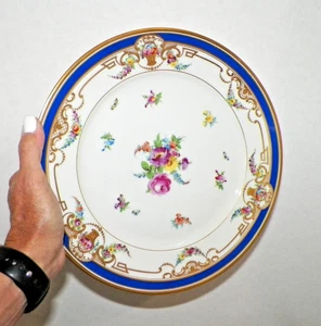 VINTAGE DRESDEN GERMANY SET OF TEN (10) DINNER PLATES HANDPAINTED 10 3/4" - Picture 1 of 12