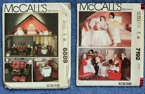 Lot of 2 McCall's Doll & Doll House Patterns, Uncut, Vintage - Picture 1 of 5