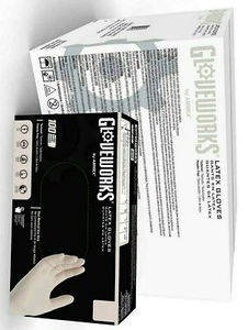 1000 Stück Gloveworks Elfenbein Latex Puderfreie Handschuhe 5 Mil - Größe: S/M/L/XL - Bild 1 von 3