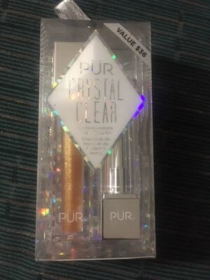 PÜR Crystal Clear 2 Piece Set Lipstick (Classic Red) & Lip Gloss Lavish Gold NIB - Image 1 of 3