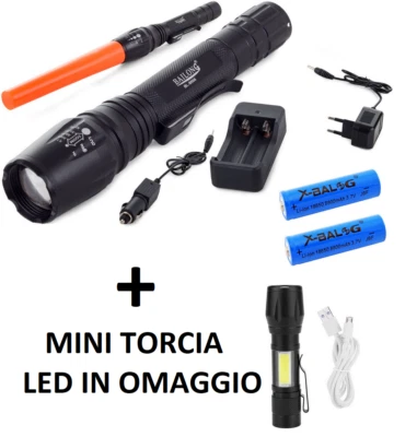 POTENTE TORCIA LED T6 RICARICABILE BL-8668 CON ZOOM PORTATILE PESCA CAMPEGGIO