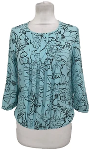 Debenhams Women's Top Size 6 Blue Mix Floral Petite Floral Ruffle Button Used F1 - Picture 1 of 11