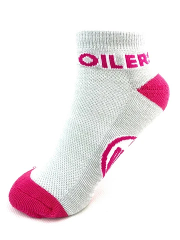 Edmonton Oilers Hockey Money Ankle No Show Socks - Gray & Pink Cover