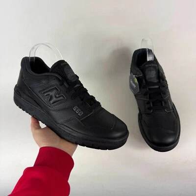 New Balance 550 Sneakers Men's 10.5 Black Leather Lace Up Low Top Athletic Shoes - Image 1 of 4