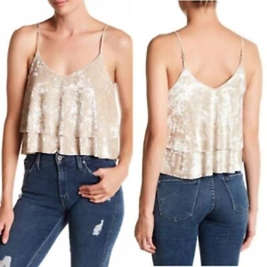 MADISON & BERKELEY Rüschen Samt Top Skinny Träger - Bild 1 von 6