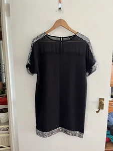 New Look Black Dress with Silver Sequin Detail - Size 12 - Picture 1 of 18