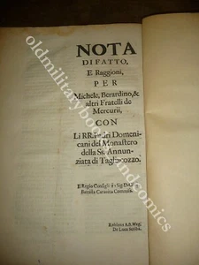 NOTA DI FATTO E RAGIONI FRA I DOMENICANI DI TAGLIACOZZO E GIUSEPPE MERCURI 1706 - Bild 1 von 6
