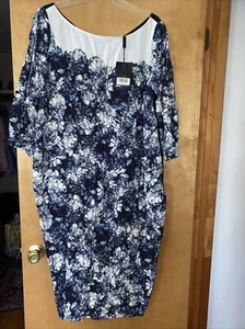 NWT Marina Rinaldi Plus Size 20 - 22 MR29 Women Blue Floral Dress $1225. - Picture 1 of 10