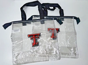 2 - Texas Tech Red Raiders Clear Bag tote handbag collegiate with Zipper! - Picture 1 of 4