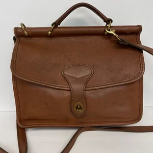 Vintage Jack George’s Brown Leather Medium Satchel Messenger Crossbody Bag Purse - Picture 1 of 7
