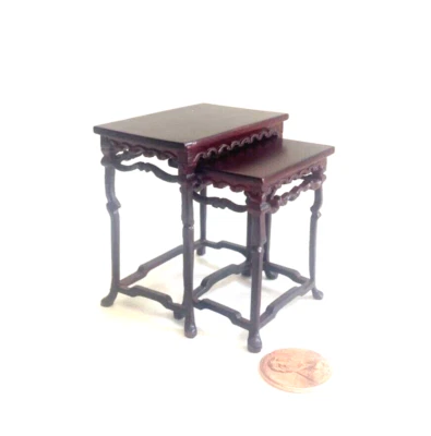 BESPAQ DOLLHOUSE MINIATURE NESTING TABLES MAHOGANY FINISH 2616 MH
