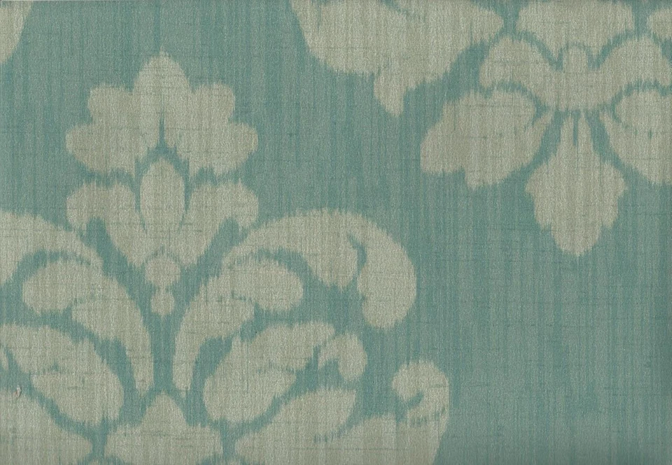 Papel Pintado Diseñador Mallory Taupe Aqua Ikat Medallón Damasco, 56 pies cuadrados Foto 1 de 1