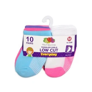 Fruit of the Loom Baby & Toddler Girls Low Cut Sock 10 Pack 6-18M - Picture 1 of 4