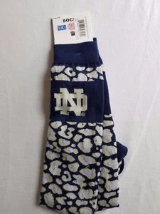 NWT Notre Dame Socks, Girls Size M (6 – 11), Navy Gold Animal Print by LRG Irish - Picture 1 of 4