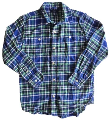 Gap Kids Boys Blue Green 100% Cotton Soft Flannel Plaid Button Shirt Size L - Image 1 of 4