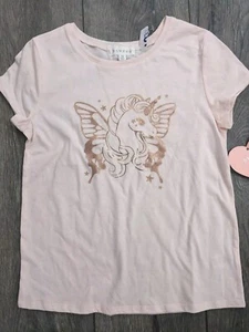 Girls Shirt NEW Pink Unicorn Size 12 BTWEEN Kids Girls Short Sleeve T-Shirt Top - Picture 1 of 4